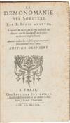 BODIN, JEAN. La Demonomanie des Sorciers . . . Edition Derniere.  1598